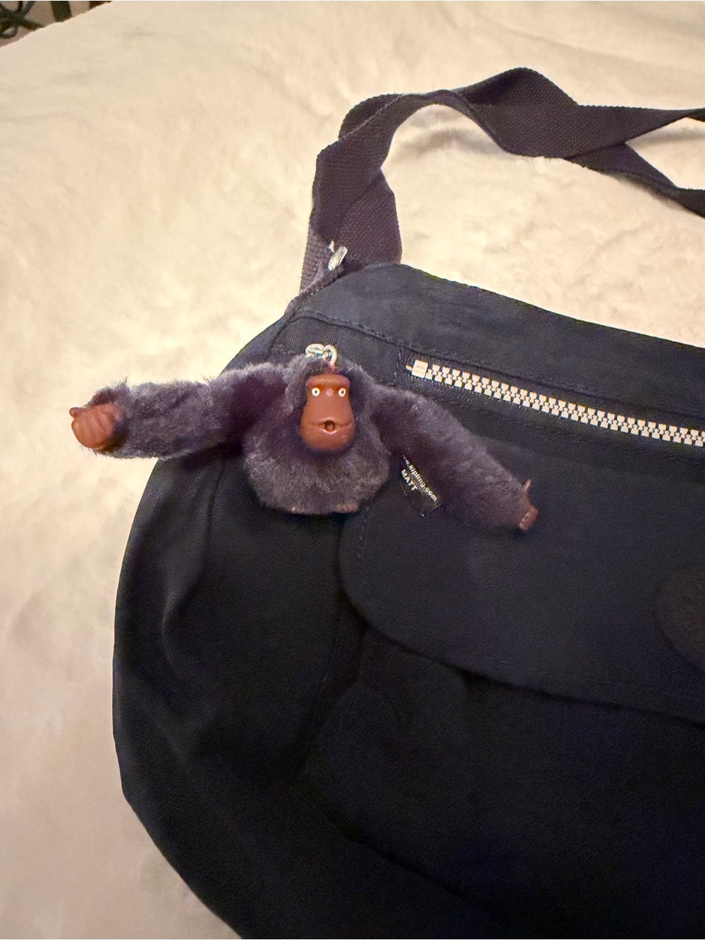 Kipling Black Messenger Bag with Monkey Charm